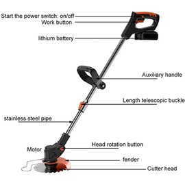 Cordless Wacker Weed, 21v/2Ah Weed Eater Battery Powered,Battery Wacker Weedwith 3 Types Blades, Brush Cutter for Yard Garden
