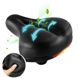 Wide Bicycle Seats- HIKERBRO Comfortable Padded Bike Seat for Women,Bike Seat Cushion with Dual Shock Absorbing Soft Waterproof Bike Saddle Replacement for Men Road Bikes Mountain Exercise