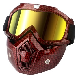 GGBuy Motorcycle Helmet Riding Goggles Glasses With Removable Face Mask,Detachable Fog-proof Warm Goggles Mouth Filter Adjustable Non-slip Strap Vintage Bullet Fight Motocross