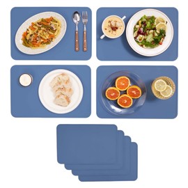 JUNO Silicone Placemat Set of 4 for Adults, Baby, Toddlers, Kids. Modern Design, Easy to Clean, Waterproof, Washable, Stain & Heat Resistant, Non-Slip, Food-Grade, 3mm Extra Thick