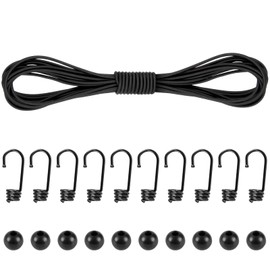 Akicderu Rubber Cord, 4 mm x 15 m Expander Rope, Versatile Rubber Cord, Strong Elastic Rubber Cord, Rubber Band, Tarpaulin Rope, Tension Rope for DIY, Black