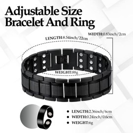 Jecanori 3X Ultra Strength Magnetic Bracelet for Men.Men's Titanium Steel Bracelet with 57 Magnets(3500 Gauss).Adjustable Wristband Brazaletes with Free Adjustment Tool and Gift Box