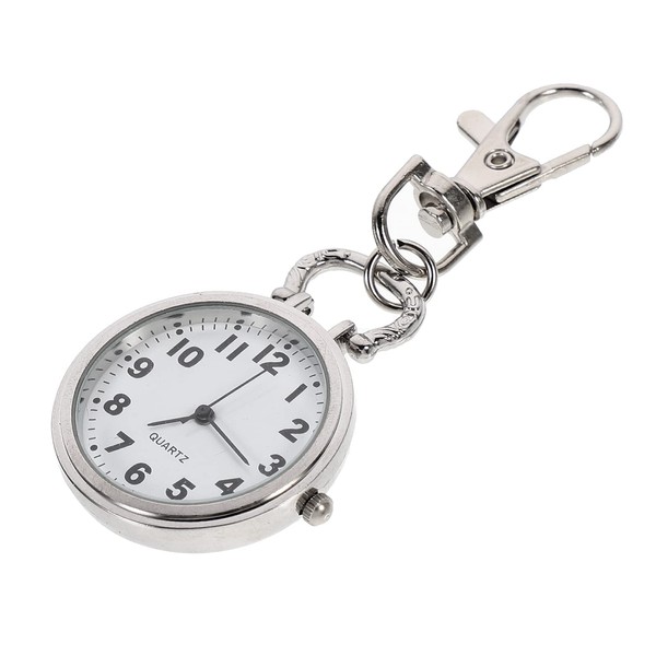 Hemobllo Pocket Watch with Key Buckle, Large Number Portable Keychain