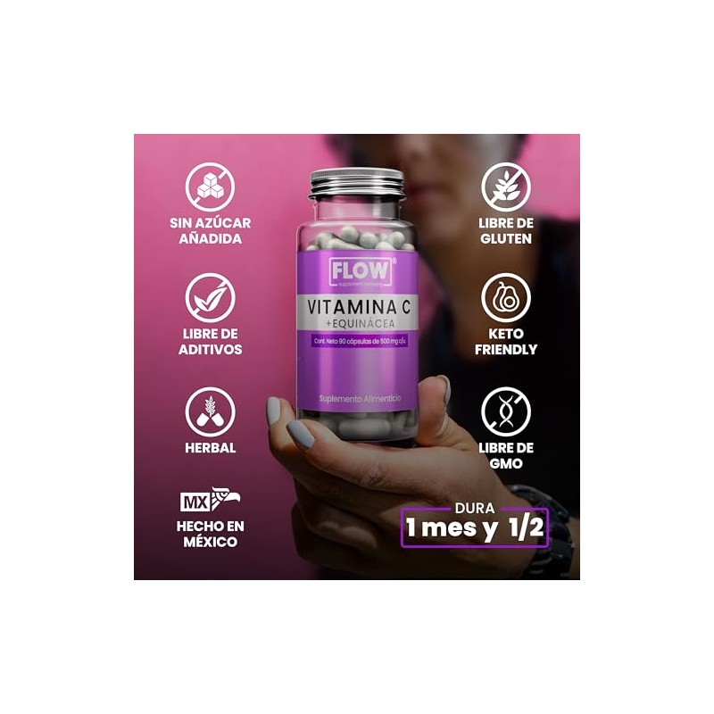 Vitamina C + Equinacea - Sin Sabor- 90 Cápsulas -