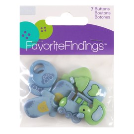 Blumenthal Lansing Buttons, Baby Boy Themed, Sizes, Shapes & Colors Vary, Shapes Include a Pacifier, Stork, Baby Bottles and More - Pastel Colors