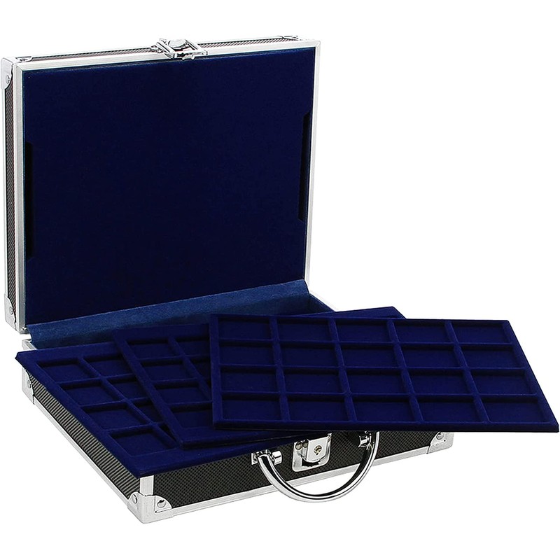 SAFE 9816 Aluminium Coin Case, Black, Includes 6 Royal Blue