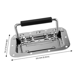 JAPCHET 8 Pack 4.2 x 6.3 in Heavy Duty Recessed Handles, Silver Spring Loaded Recessed Handle with Grip Recessed Pull Handle for Toolbox and Barn Door