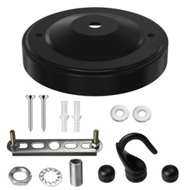 Light Canopy Kit, Chandelier Hook, Ceiling Chandelier Metal Kit with All Mounting Hardware, Ceiling Hooks for Chandelier, Pendant Light, Flower Basket and Hanging Plants (Black)