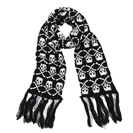 ANKOMINA ANKOMINA Winter Warm Knitted Scarf Skull Skeleton Print Shawl Wraps Neck Warmer Tassel Fringe Scarf for Women Men Kids