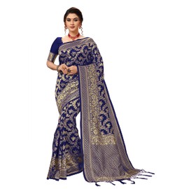 Nivah Fashion Women's Banarasi Art Silk Saree with Blouse Piece(NH.S13-Blue)