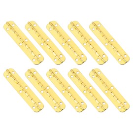 uxcell Metal Piano Hinges 180 Degree Long Folding Hinges with Screws for Wooden Box, Cabinet Closet, 65x15mm Gold, 10 Pcs