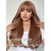YIROO Yaki Straight Human Hair Wig with Bangs Chocotlate Brown