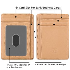 GH GOLD HORSE Slim RFID Blocking Card Holder Minimalist Leather Front Pocket Wallet for Women