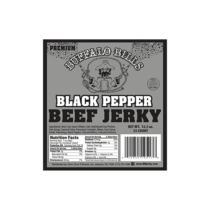 Buffalo Bills 12.5oz Premium Black Pepper Beef Jerky 7" Strips