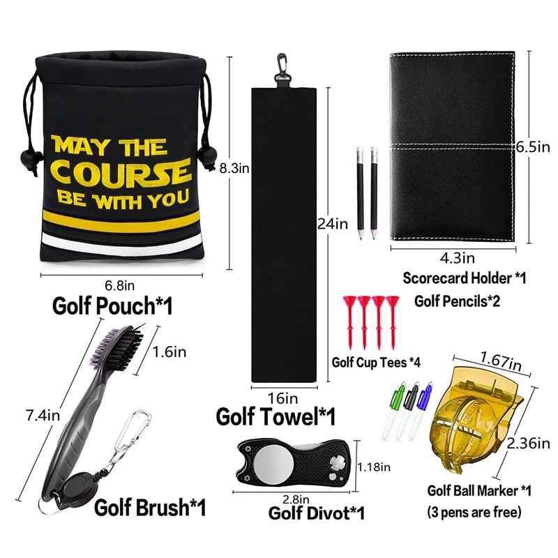 Aliennana Golf Valuables Pouch, Leather Golf Tee Pouch with Drawstring