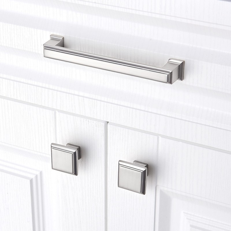YCSJ Square Knobs - 10 Pack / 1.3 Inch, /Brushed