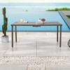 LOKATSE HOME Outdoor Patio Dining Table Rectangular with Wood-Like Tabletop