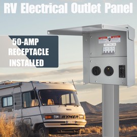 Temporary Electrical Power Outlet Panel Weatherproof RV Receptacle Box with 30 50 Amp Breaker GFCI Outlet 20 Amp Outdoor Panel for RV Camper Car Travel Generator Motorhome (50Amp+30Amp+20GFCI-2)