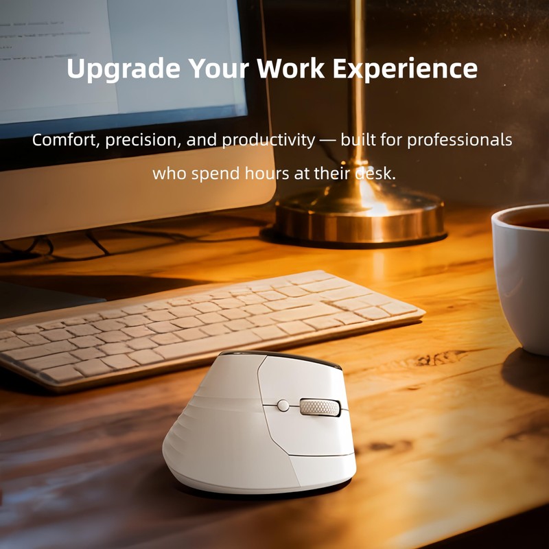 MiniLuxis Ergonomic Vertical Mouse, Dual Scroll, Tri-Mode, OLED Display