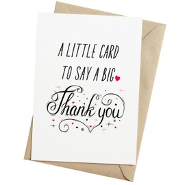 TRIDECOR Thank you Card with Envelope, Simple Cute Single Card, Grateful Card - Folded 5"x7" Card for Him, Her, Teacher, Boss, Doctor, Mom, Dad, Coworker, Bridesmaids, Groomsmen
