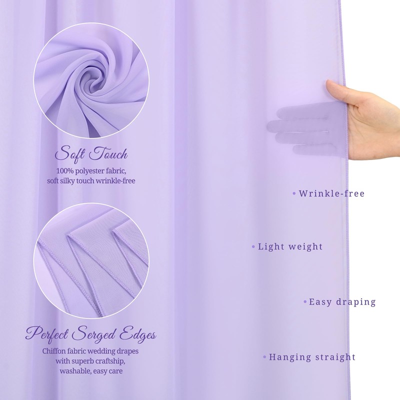 Wedding Arch Draping Fabric,8 Panels 28" x20ft Lavender Purple Wedding