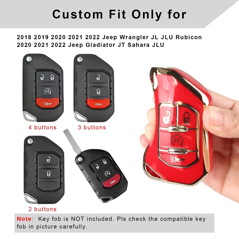 QBUC for Jeep Key Fob Cover with Keychain Flip Key
