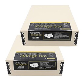 Lineco, 8x10 Tan Museum Archival Storage Box, Drop Front Design. Acid-Free with Metal Edge. Protects Pic Longevity, organize Photos, Documents, Crafts, Diy, Pack of 2