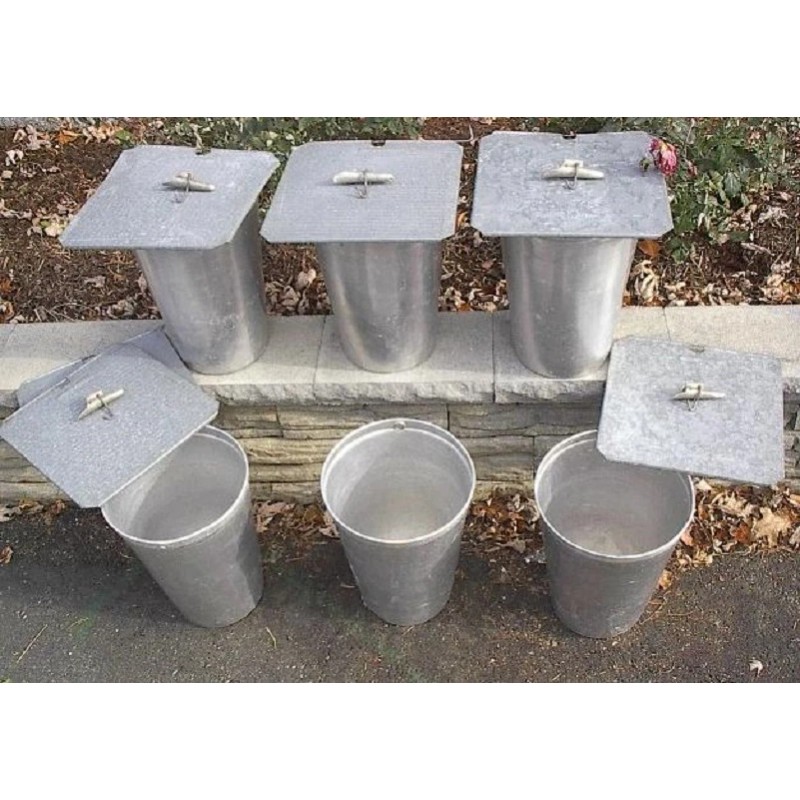 6 MAPLE SYRUP Aluminium Sap BUCKETS + 6 Lids Covers