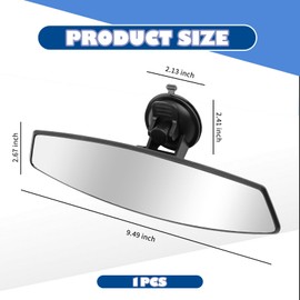 Wide Car Rear View Mirror with Suction Cup,Upgraded 9.49x2.67" Interior Car Mirror with 360° Adjustable Design & Wider View Range,HD Vehicle Accessories Rearview Mirrors