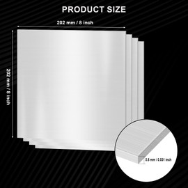 PGCOKO 4PACK 304 Stainless Steel Sheets, 8'' x 8'' x 1/32'' (0.031'') Inch Stainless Steel Plates 20 Gauge(0.8MM) Stainless Steel Shim Plates Metal Sheets for Kitchen DIY Craft Making