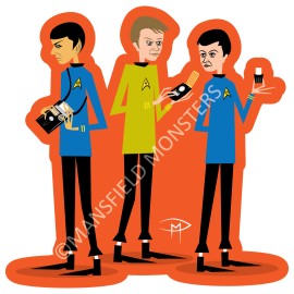 Transporters Spock Kirk Bones Magnet  3"  TV Show Original Doug Mansfield