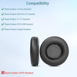 Kraken 2014 Pro V1 Ear Pads, HAIZEEN Ear Pads Compatible with Razer Kraken 1st Gen / Kraken 2014 Pro V1 / Kraken 7.1 V1 / Kraken 2014 USB/Kraken Forged Headphones Ear Pads Replacement Cushion