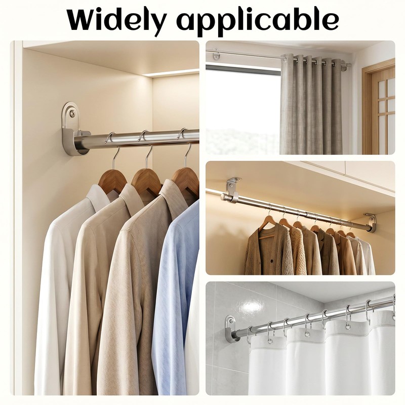 Elegaperma 4Pcs Closet Rod Hanger, Stainless Steel Closet Rod Holders