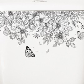 Plant Leaves Flowers Toilet Seat Lid Stickers,Self-Adhesive Wall Sticker,DIY Removable Waterproof Toilet Sticker for Bathroom Cistern Decor Toilet Lid and Tank Covers Toilet Lid Decals (14"x6")