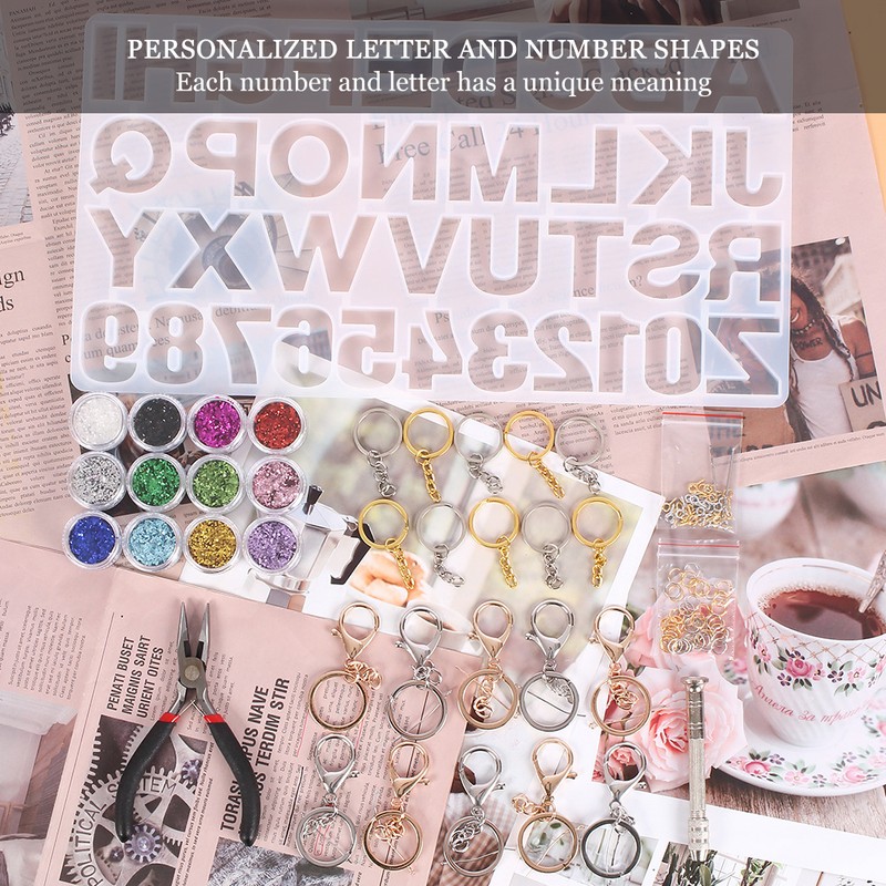 Crystal Epoxy Mold Kit DIY Alphabet Number Silicone Mould Necklace