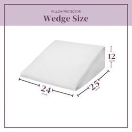 CirclesHome Wedge Pillow Cover 100% Cotton, Zippered Wedge Pillow Case Protector, Soft, Hypoallergenic & Breathable - White, (24Wx25Lx12)