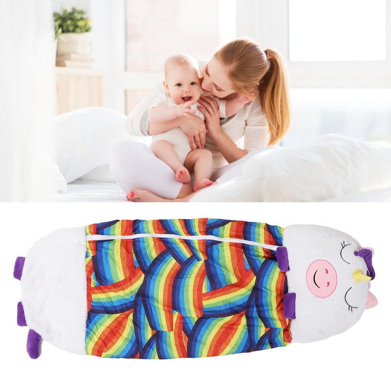 Kids Sleeping Bag Cartoon Animals Soft Plush Wearable Foldable Prevents