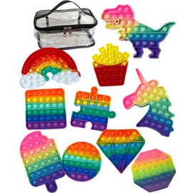 Push Pop Variety Set of 10 Squeeze Push Pop Bubbles Fluffy Honey Jumbo Squeeze Big Squeeze (Boys Set)