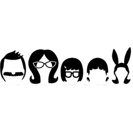 Bob's Burger TV Series 8" Wide Belcher Family Heads Die Cut Decal - Black Color