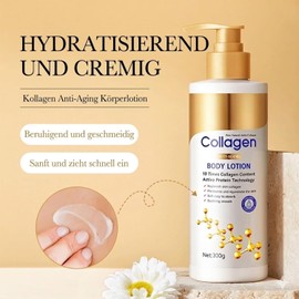 Loción Corporal de Colágeno - Loción corporal reafirmante antiarrugas con colágeno, crema hidratante con efecto lifting y tensor para mujeres, crema de hidratación profunda para piel madura que reduce las líneas finas, de absorción rápida (300g)