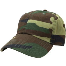Falari Classic Baseball Cap Dad Hat 100% Cotton Soft Adjustable Size Woodland Camouflage