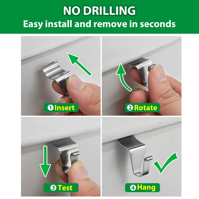 Booda Brand Vinyl Siding Hooks, Heavy-Duty Stainless Steel Siding Hooks