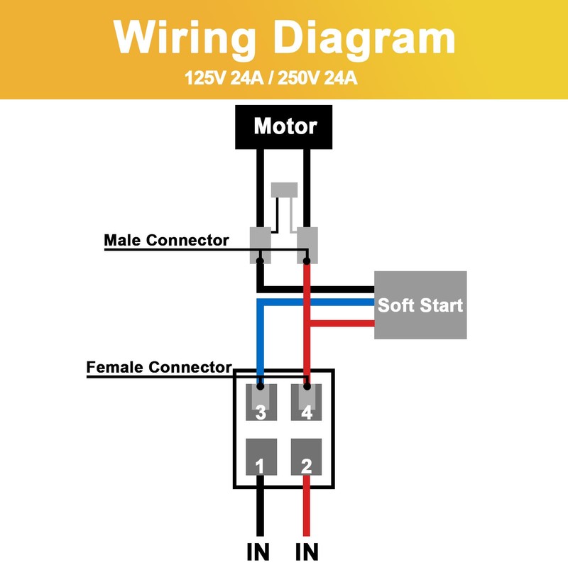 125/250V 24A Soft Start Module with Pre-Wiring, Soft Start Switch,