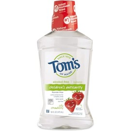 Tom's of Maine Children's Anticavity Mouth Rinse, Kids Mouthwash, Natural Mouthwash, Silly Strawberry, 16 Ounce