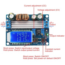 zalati Buck Boost Power Converter Automatic Step Up/Down Board DC 5.5-30V to DC 0.5-30V with LCD Display for Constant Current Voltage Adjustment