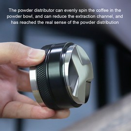 58mm 2-in-1 Coffee Distributor and Tamper Stainless Steel Dual Head Coffee Leveler Adjustable Height Espresso Distribution Tool with Anti-slip Diamond Pattern