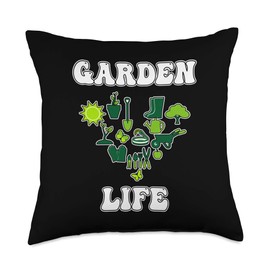 Garden Life Plant Rake Watering Garden Flowers Pot Gardener Throw Pillow