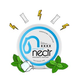 Nectr Nectr Nootropic Energy Pouches, Focus & Energy, Fresh Mint, Cognizin 62.5 mg, Caffeine 30 mg, 16 Pouches, Neuro Support, Sugar Free, 1 Can