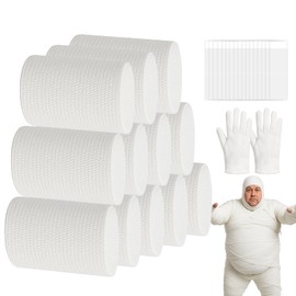 60 Yards 12 Rolls Halloween Mummy Wrap Costume Kit for Adults, Mummy Gauze Bandage with Gloves for Halloween Decor Props, DIY Scary Zombie Costumes Accessories, Photography Backdrops Makeup Effects