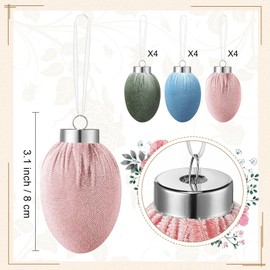 Threan 12 Pcs Velvet Easter Eggs Decorations Easter Balls Tree Ornaments Hanging Eggs for Basket Filler Spring Gifts Table Centerpiece Farmhouse Home Decor Party Favors DIY Crafts(Cute Color)